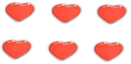 Servizio 6 Piatti Rossi Portata Secondo Forma Cuore in Porcellana Accessori Cucina, Multiuso per Antipasti Primi Piatti Secondi Stoviglie Lavabili 23x25x2.7H cm