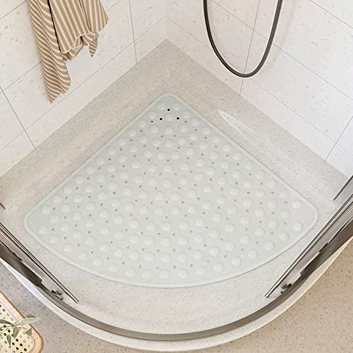 Eck-duschmatte Rutschfest PVC Duschmatte,Duschmatte Rutschfest Viertelkreis Anti Rutsch Matte Badewannenmatten Massage Mit Ablaufloch FüR Viertelkreis-Dusche Oder Badewanne(Size:80x80cm,Color:Weiß)
