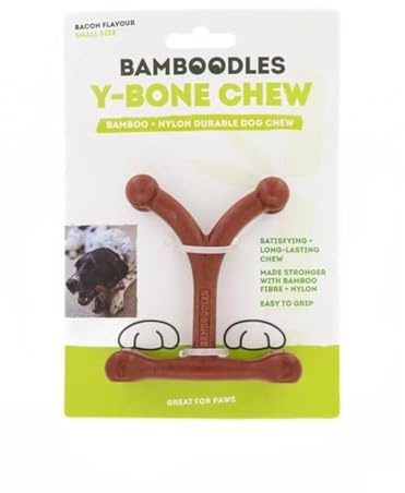 Bamboodles Y-Bone Dog Chew Toy – Small | Bacon Flavour | Durable Chew for Small Dogs | Long Lasting Dog Toy to Help Support Healthy Chewing