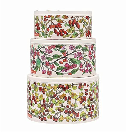 Elite Gift Boxes Emma Bridgewater - Birds in Hedgerow set of 3 round Cake Tins Nested 250(d) x 145mm (large) 225(d) x 120mm (medium) 198(d) x 105mm (small)