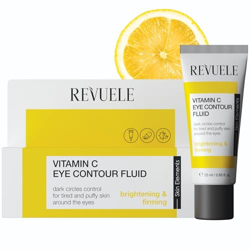 REVUELE Crema Contorno Occhi alla Vitamina C per Pelle Stanca con Caffeina e Niacinamide - Crema Occhi Contro Occhiaie, Rughe e Gonfiore, con Effetto Illuminante - 25 ml