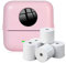 NK Impresora Fotográfica Portátil con 5 Rollos de Papel Térmico - Mini Impresora Térmica Inalámbrica para Móvil, Cable USB, Compatible con iOS y Android, Color Rosa