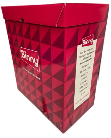 DISPOSABLE SANITARY BIN Coated cardboard with Biomaster™ Antimicrobial Technology no contract legally Compliant pack of 12 £180.00 COLOURS MAY VARY - BUT WILL BE 12 OF THE SAME COLOUR PER PACK
