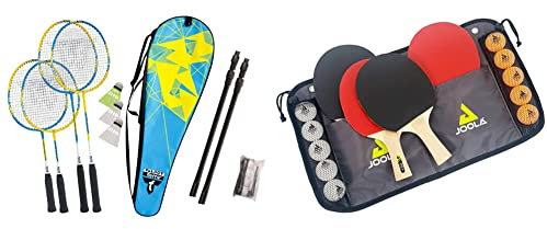 Talbot Torro Unisex Talbot-torro Badminton-Set Family & JOOLA Tischtennis-Set Family, 4 Tischtennisschläger + 10 Tischtennisbälle + Tasche, ca. B 30 x H 8 x T 35 cm