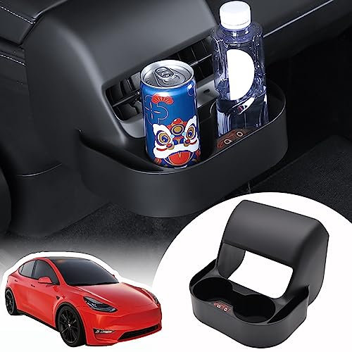 ZQULOYO Rear Dual Cup Holder for Tesla Model 3/Y Accessories Rear Air Conditioner Outlet Cup Holder Easy Installation Black