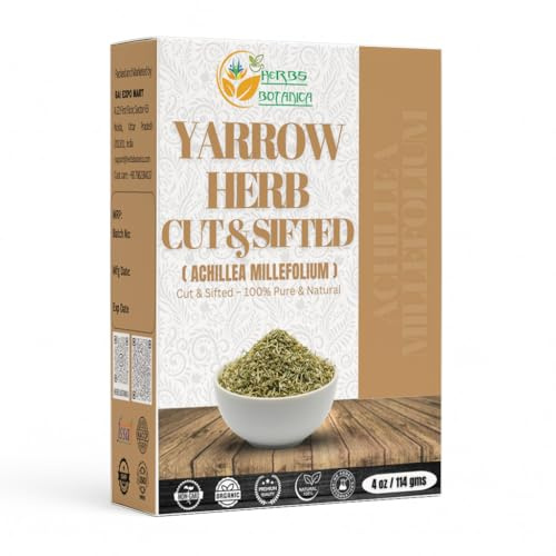 Herbs Botanica Yarrow Herb 100% Natural Dried Yarrow Flowers & Leaves for Tea, Tinctures, & Herbal Preparations – Premium Bulk Herbs for DIY Use – 4 oz Pack