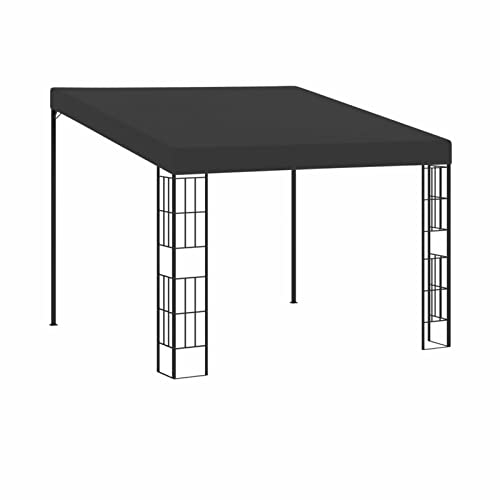 Homgoday Wand-Pavillon mit Dach UV Schutz Anbaupavillon Sonnenschutz Pergola Gartenpavillon Gartenzelt Partyzelt Terrassendach Überdachung Garten Terrasse Balkon 3x3 m Anthrazit Stoff