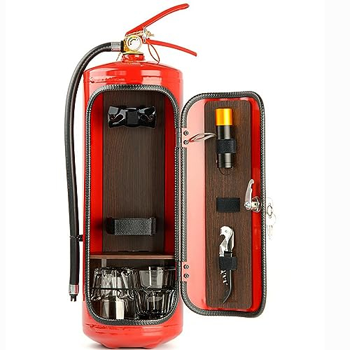 XUEQI 33cm Boîte de Rangement pour extincteur Mini-Bar Boîte de Rangement Portable pour spiritueux et Verres Vin Cooler Ornements Cadeaux pour Hommes,Rouge