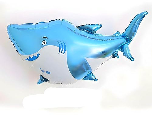 Großer Folienballon in Tierform, Haifisch Design in Blau, ca. 65 * 96 cm - Perfekt für Kindergeburtstage, Meeres-Themenpartys, Dekorationen, Geschenke, Überraschungen und spezielle Anlässe