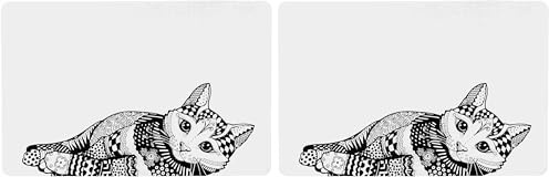 Trixie 24788 Napfunterlage Katze, 44 × 28 cm, weiß/schwarz (Packung mit 2)