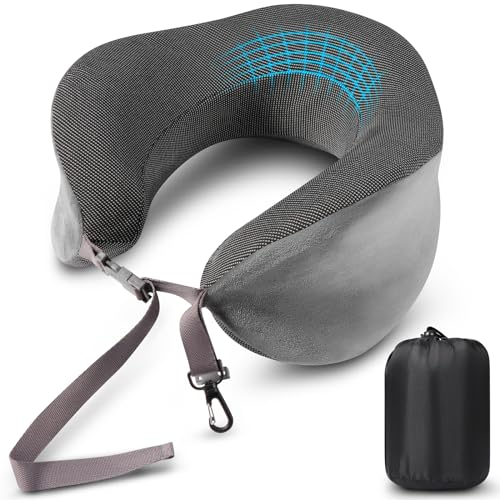 Blendura Cuscino da Viaggio, Cuscino Cervicale per Aeroplano Memory Foam, Cuscino Aereo Viaggio con Borsa Trasporto Inclusa, Cuscino Viaggio Collo Adatto per la Nuca per Aereo, Auto, Ufficio