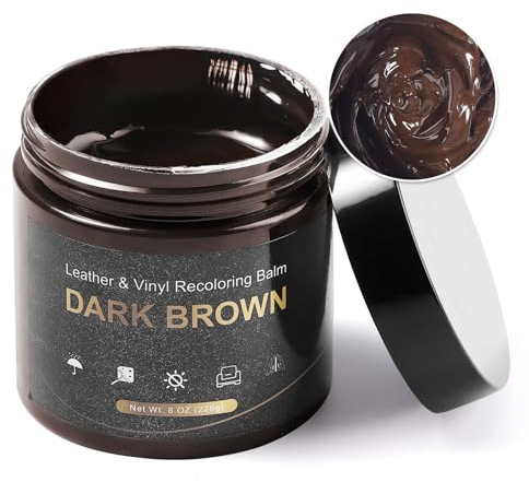 SEISSO Kit de Réparation Cuir, 200g Brun Foncé Pommade de Teinture Cuir, Vinyle Réparation Cuir pour Canapés, Sièges Voiture, Chaussures, Selle, Blouson en Cuir Griffures