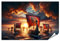 islandburner XXL Bild Poster Sonnenuntergangsflotte: Wikinger-Langschiffe bereit zur Fahrt Premium Bilder Fotodruck