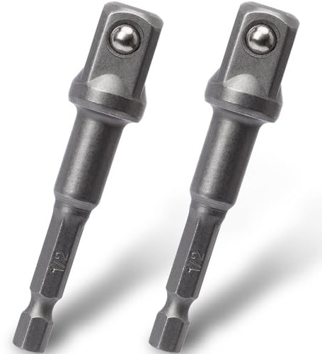 OIIKI 2 Stück 6,35 mm Vierkant-Steckschlüssel-Adapter-Bit-Set, Sechskant-Schlagschrauber-Power-Bits, Verlängerungs-Stecknuss-Adapter für Automobil-Heimwerker, 1/4-Zoll-Sechskantschaft