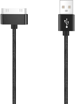 RULGOI Cavo a 30 pin lungo 100 cm, compatibile con iPhone 4s/4, iPhone 3G/3GS, iPad 1 2 3 e iPod, cavo di ricarica e sincronizzazione USB - Nero