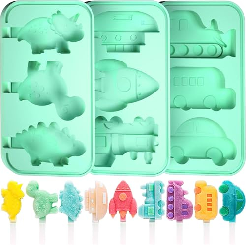 Ptyism 3D eisformen silikon(BPA-Free) popsicle molds 丨ice lolly moulds/diy eis am stiel formen Dinosaurier Rakete Auto Form hausgemachte eis am stiel Spülmaschinenfest