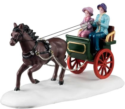 LEMAX Personaggio Carovana con neve Winter Carriage Ride in resina H8 x 13.5 x 6.5 cm