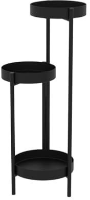 Blumenständer Blumenregal Blumenbank 3-stufiger Metall-Pflanzenständer, Scheiben-Blumenständer, Pflanzenständer Für Wohnzimmer, Balkon, Garten Pflanzenständer Blumentreppe Pflanzenregal ( Color : Blac