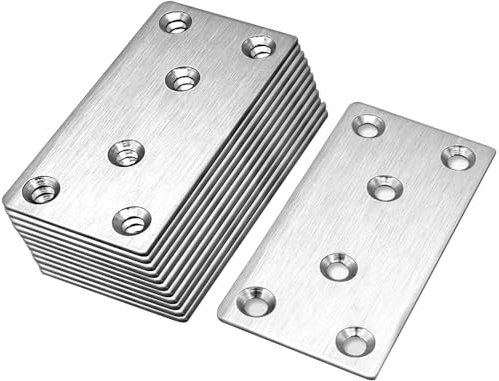 12pcs Flat Brackets for Wood, Flat Joining Plates (80 x 40 x 2mm) Flat Plate Bracket Flat Connecting Mending Plates Braces Brackets Metal Brackets for Wood Fixing