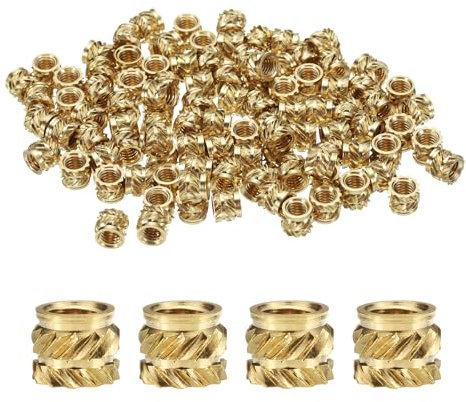 Sourcing Map 100pcs M4 Brass Heat Set Inserts, M4x5mm, OD 6mm Knurled Insert Nuts