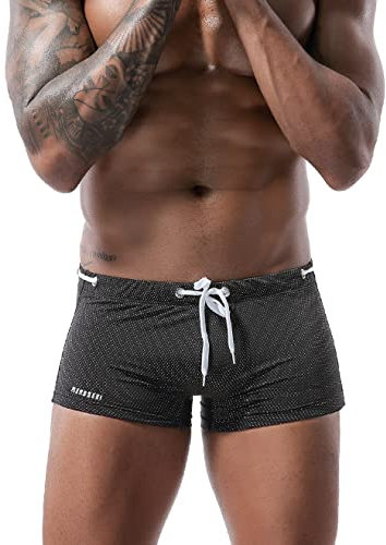 Casey Kevin Maillot de Bain Homme Boxer Surf Plage Swimming, avec Cordon de Serrage Réglable Confortable Swimming Trunks, Noir