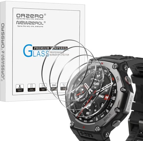 NEWZEROL 4 Pezzi Vetro Temperato Compatibile per Amazfit T-rex 3, AntiGraffio Alta Risoluzione Senza Bolle Pellicola Protettiva Vetrino per Amazfit Trex 3