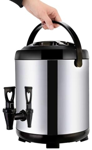 KWIBYBGS Edelstahl-Getränkespender Mit Hahn Isolierter Thermobehälter Für Heiße Und Kaltetränke, Kaffee, Tee, Milch/10L