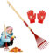 Rastrillo de mango de madera para rastrillo, kit de rastrillo para mango de madera de jardín, herramientas de jardinería adecuadas para jardinería, camping y exploración