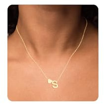 RWQIAN Damen Buchstaben Kette mit Herz Anhänger Buchstaben Golden S Kettenanhänger Initialen Letter Halskette Schmuck Namenskette Personalisiert mit Name Kette Geschenke fur Frauen