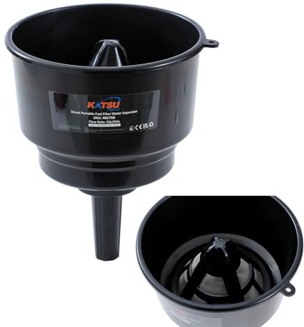 KATSU Tools Portable Fuel Filter Funnel Diesel Water Separator, 21cm Large Wide Mouth, Upto 20L, for Vehicles Motorcycles Generators and More 482700