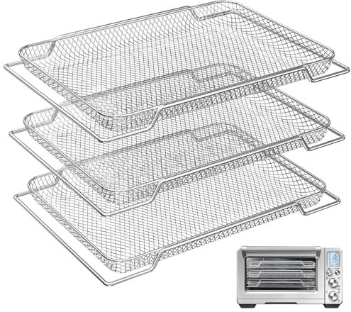 onlyfire Cesta para Freidoras de Aire para Horno, 3 Piezas de Rejilla para Freidoras de Aire para June Oven y Breville Smart Oven Air Fryer Pro, Accesorios para Air Fryer, 42 × 29.5 × 3.1 CM