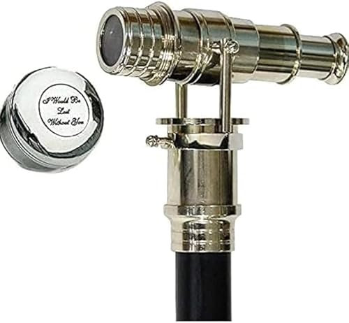 Vintage Messinggriff Teleskop Holz Gehstock Gehstock Gehstock Silber 96,5 cm