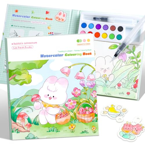 gesboole Paint with Water Coloring Books for Kids Ages 3-5, 4-8 – Cute Coloring Book for Teens,Arts and Crafts for Kids Ages 3 4 5 6 7 8+, Birthday Gift Toys for Girls Boys,Travel Toys -Rabbit