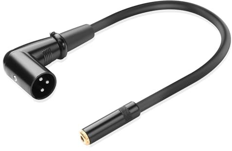 JSADZKJ Right Angle XLR Male to 3.5mm Female Adapter Cable 90 Degree xlr to 1/8 TS Microphone Cable,XLR to 3.5mm Cable (Mono Only) for Microphone,Amplifier,Mixing Console-11.8in/30cm (XLR Male)