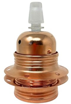 HALOTEC | Douille E27 métallique couleur cuivre avec rondelle pour abat-jour | Culot de lampe à filetage épais | Filetage E27 pour abat-jours | Montage facile