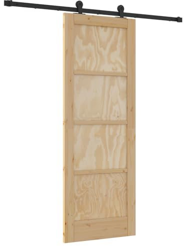 Porte coulissante vidaXL avec quincaillerie 73,5 x 198,5 cm en bois massif de pin, Porte intérieure vidaXL 'ORKDAL'73,5 x 198,5 x 4 cm en bois massif de pin