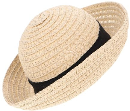 1Pc Miniature Hand Knitted Straw Hats for Dolls Natural Straw Dollhouse Decoration for DIY Crafts Fairy Garden Accessories