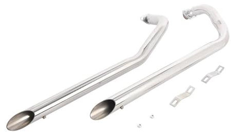 SEYXF Motorradauspuff 2-in-2 Auspuff Doppelschalldämpfer Twin Slash Cut Schalldämpfer Für H-ONDA Für Shadow Für Phantom 750 2011 2012 2013 2014 2015 2016 2017 2018 2019(Chrome)