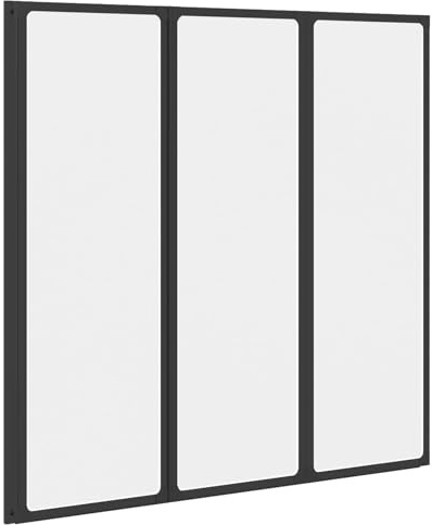 vidaXL Shower Screen Folding Black 120 x 2 x 117 cm Aluminium and PP