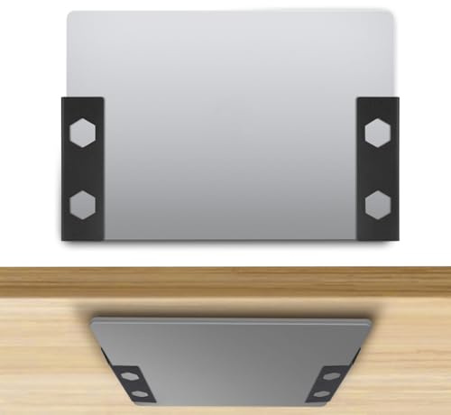 Penitue Support pour Ordinateur Portable sous Bureau, Étagère de Bureau Murale Noire avec Vis Support Antidérapant pour Book Tablettes et Claviers