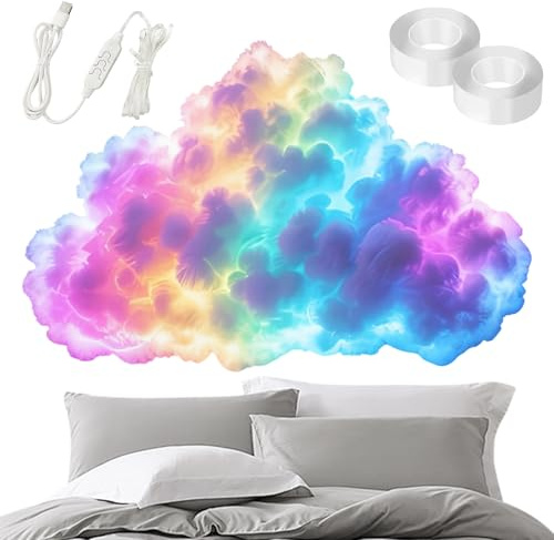3D-Wolke LED-Licht - Baumwollfaser-Wolke-Lampe | 200 cm 400 cm DIY Deckenleuchte mit Farbwechseleffekten, Nachtlampenschirm, LED-Streifen, Dekorative Beleuchtungsprojekte für Zuhause