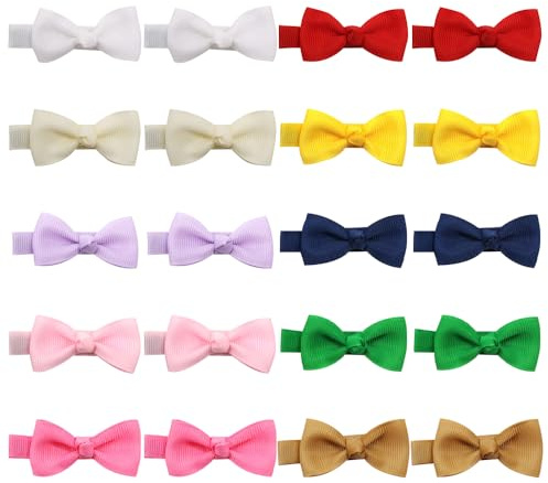 TRKETK 20 Stück Schleife Haarspangen Mini Snap Haarspangen mit Voller Bedeckt Schleife Bunte Rutschfeste Grosgrain Ribbon Mini Haarklammern für Feines Haar Frauen und Jugendliche