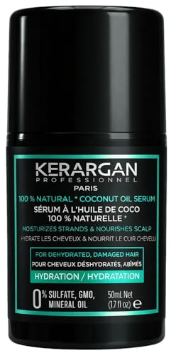 KERARGAN - Kokosöl-Haarserum für Feuchtigkeit & Anti-Frizz - 50ml | Das Haarserum glättet Frizz, schließt Feuchtigkeit ein und schützt trockene oder geschädigte Spitzen