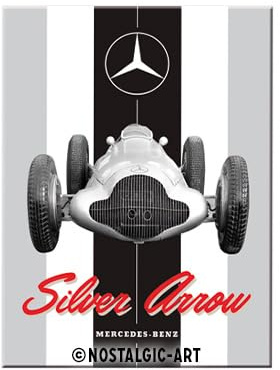 Nostalgic-Art 14374 Mercedes-Benz - Silver Arrow | Retro Magnet | Kühlschrank-Magnet | Vintage | 6x8 cm Magnet 6x8 cm, Metall, Bunt, 6 x 8 x 0.1 cm, 1 Einheiten