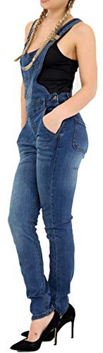 Z79 Celebmodelook Women Ladies Celeb Denim Jean Full Length Pinafore Overall Jumpsuit Dungaree in Plus Size Blue
