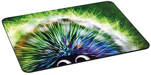 PEDEA Gaming und Office Mauspad - 350 x 280 mm - mit vernähten Rändern und rutschfester Unterseite, Green Hedgehog