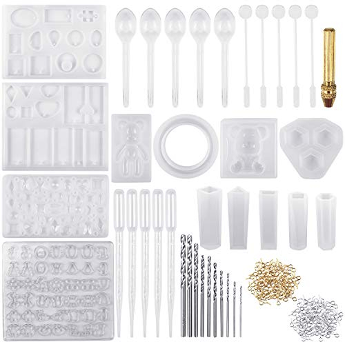 NATCUE 229PCS Silicone Resin Moulds for Jewellery Making, Epoxy Resin Moulds & Jewelry Casting Molds