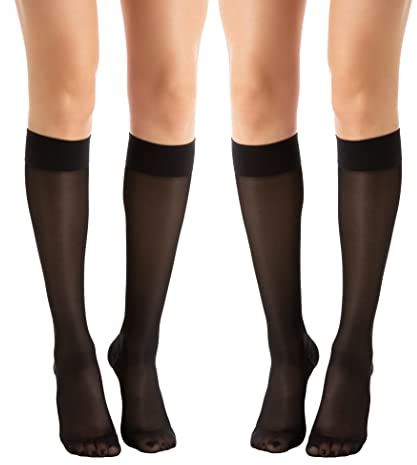 Relaxsan Basic 850P (2 Paare - Schwarz 5/XXL) Kniestrümpfe Damen 22-27 mmhg vorbeugend abgestufter Kompression 140 Den PLUS