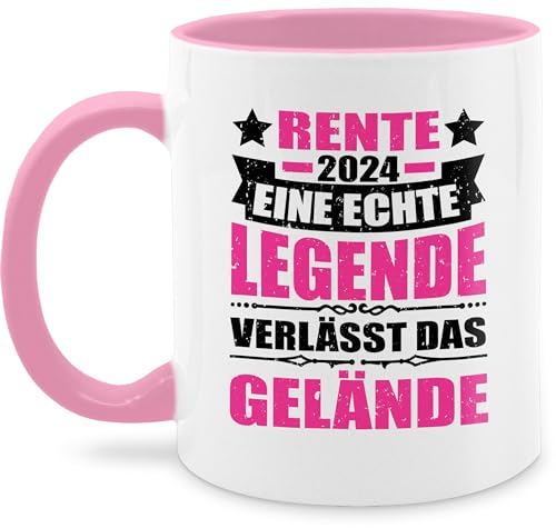 Tasse Tassen 325ml - Rentner - Rente 2025 eine echte Legende verlässt das Gelände - fuchsia/schwarz - 325 ml - Rosa - geschenke für rentnerinnen geschenk ruhestand retirement renter fanmug