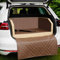 CopcoPet - Travel Bed Hundebett für Kofferraum 100x70x38cm Kunstleder - Kofferraumschutz Hund wasserabweisend & Kratzfest - Hundebett Auto Anschnallsystem & Schutzdecke - Reisebett Hund Mocca